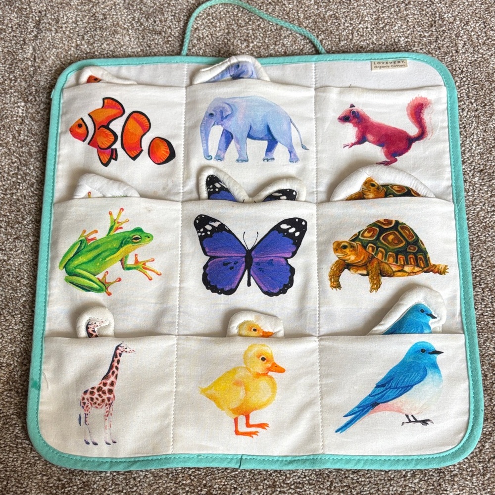 Lovevery quilted critter pockets- matching game